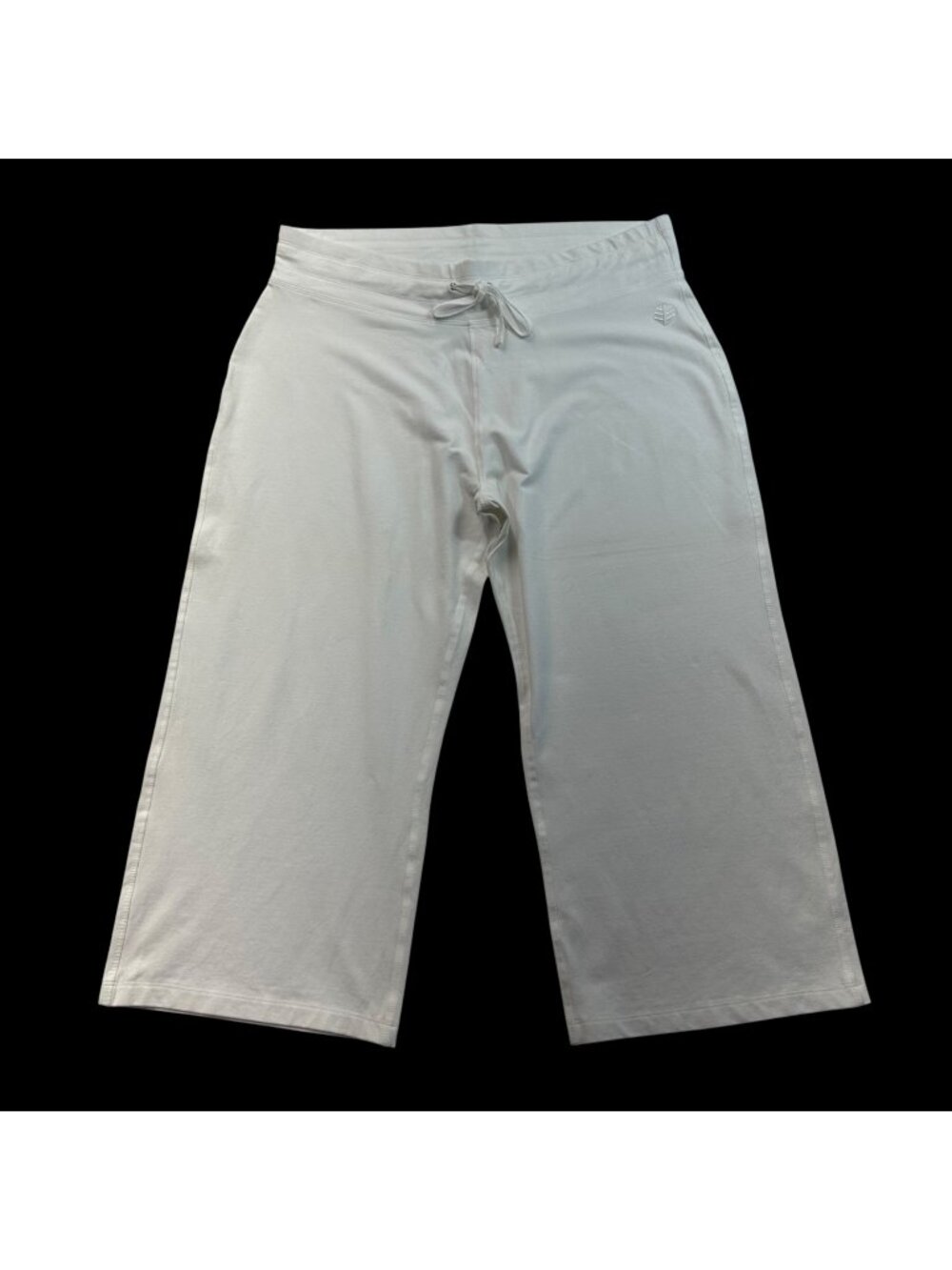 Coolibar Womens Windley Beach Capris Size L White Cotton Bamboo UPF Wide Leg